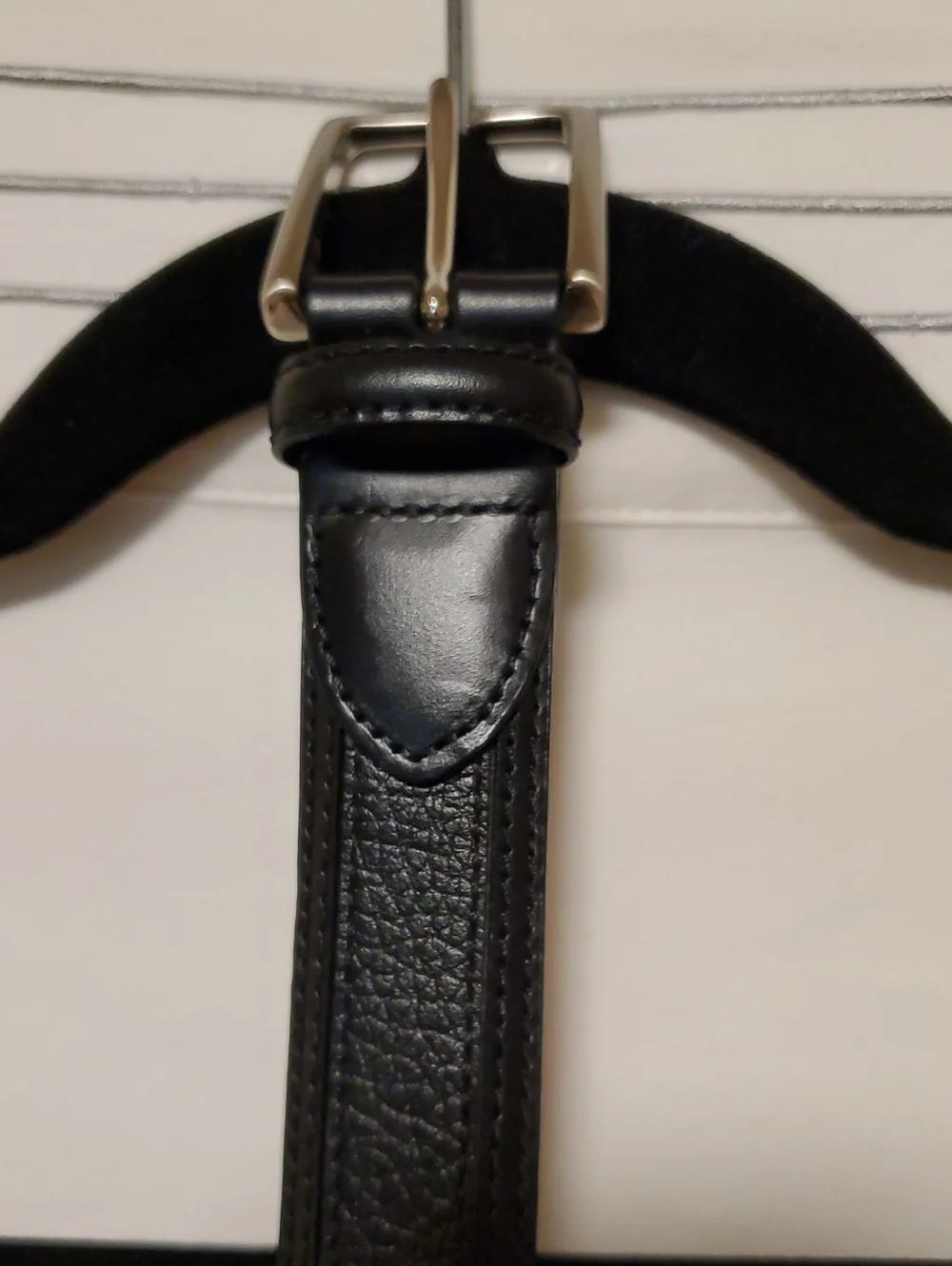 Johnston Murphy Men's Black Leather Belt with Silver Buckle Sz 38